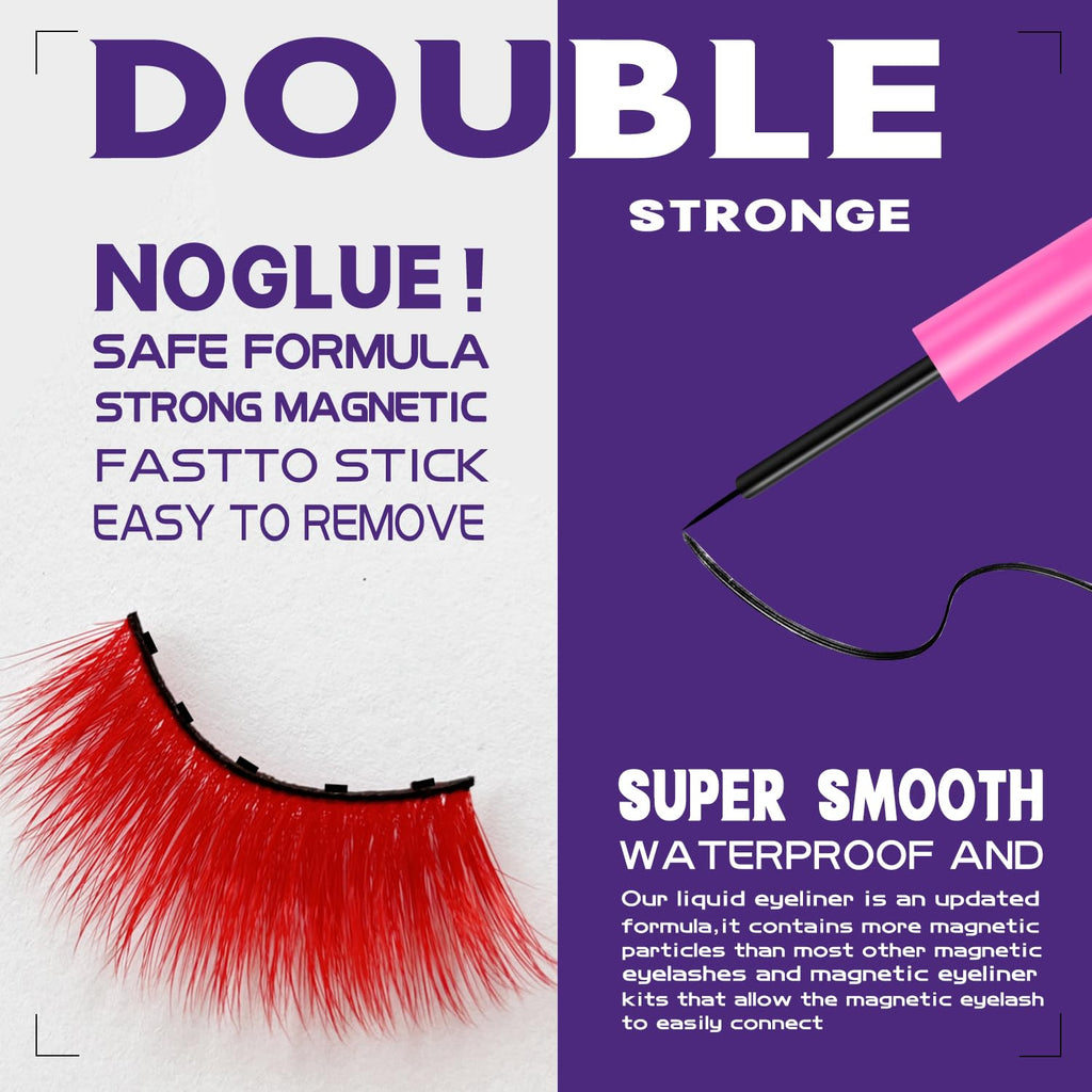 7C SEVENCROWN Color Magnetic Eyelashes – 10 Pairs Cat Eye Lashes with Magnetic Eyeliner (18–23mm) Cruelty-Free