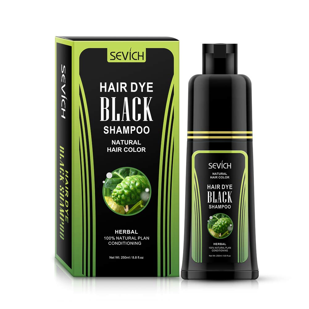 SEVICH Black Hair Shampoo – Instantly Black Hair Dye with Noni Essence, Grey Cover, 250ml