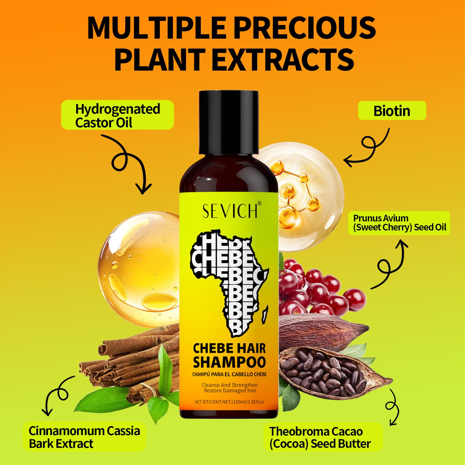 SEVICH Naturals Chebe Shampoo & Conditioner Set | 100% Chebe Essence