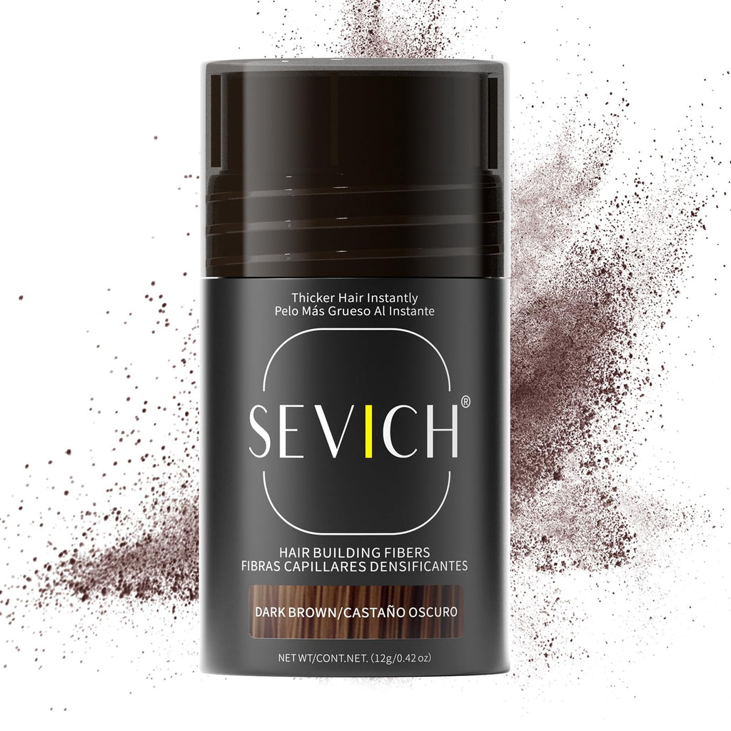 SEVICH Hair Fibers for Thinning Hair – Instant Thickening & Natural Look (12g Dark Brown)