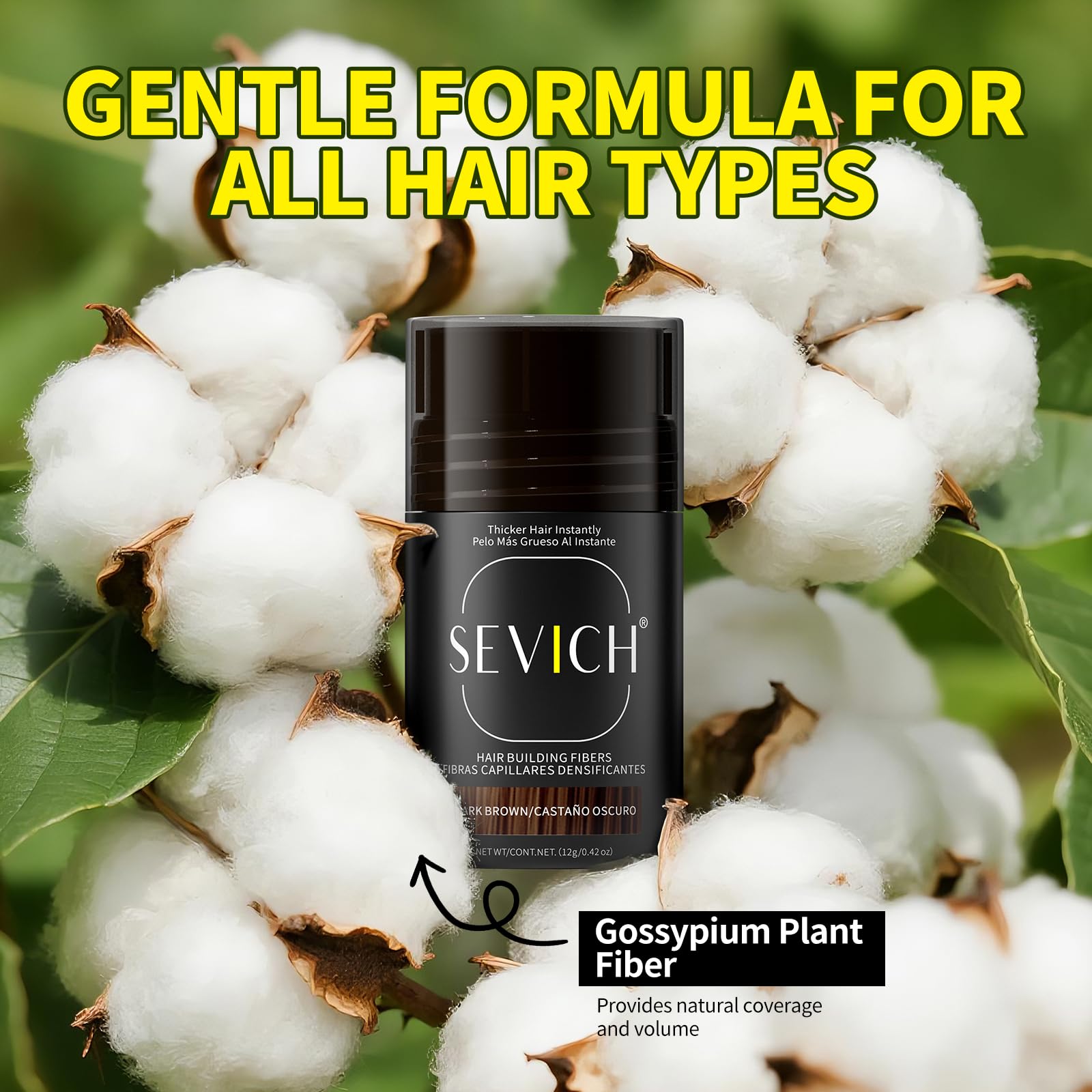 SEVICH Hair Fibers for Thinning Hair – Instant Thickening & Natural Look (12g Dark Brown)
