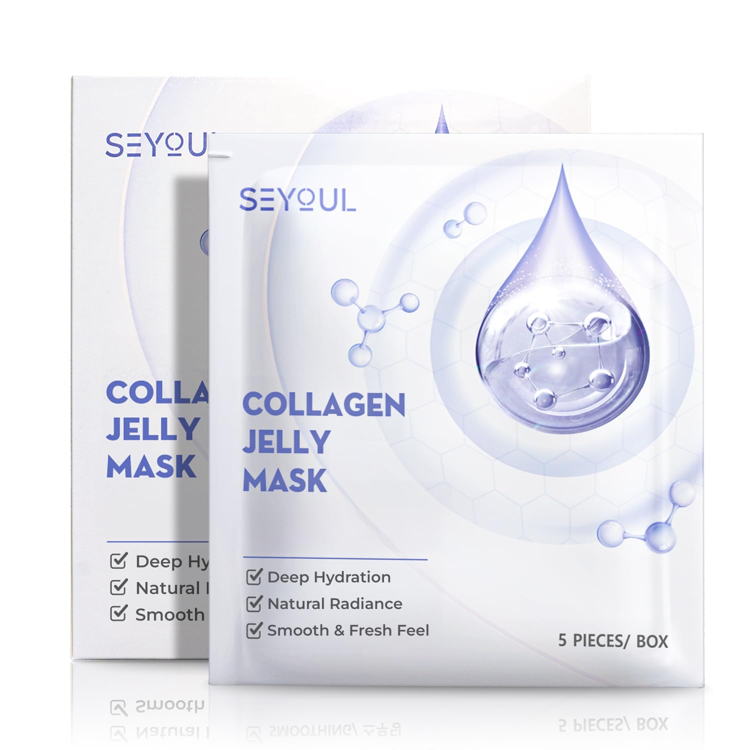 SEYOUL Collagen Jelly Mask – 83% Hydrolyzed Collagen & Niacinamide (5 Sheets)