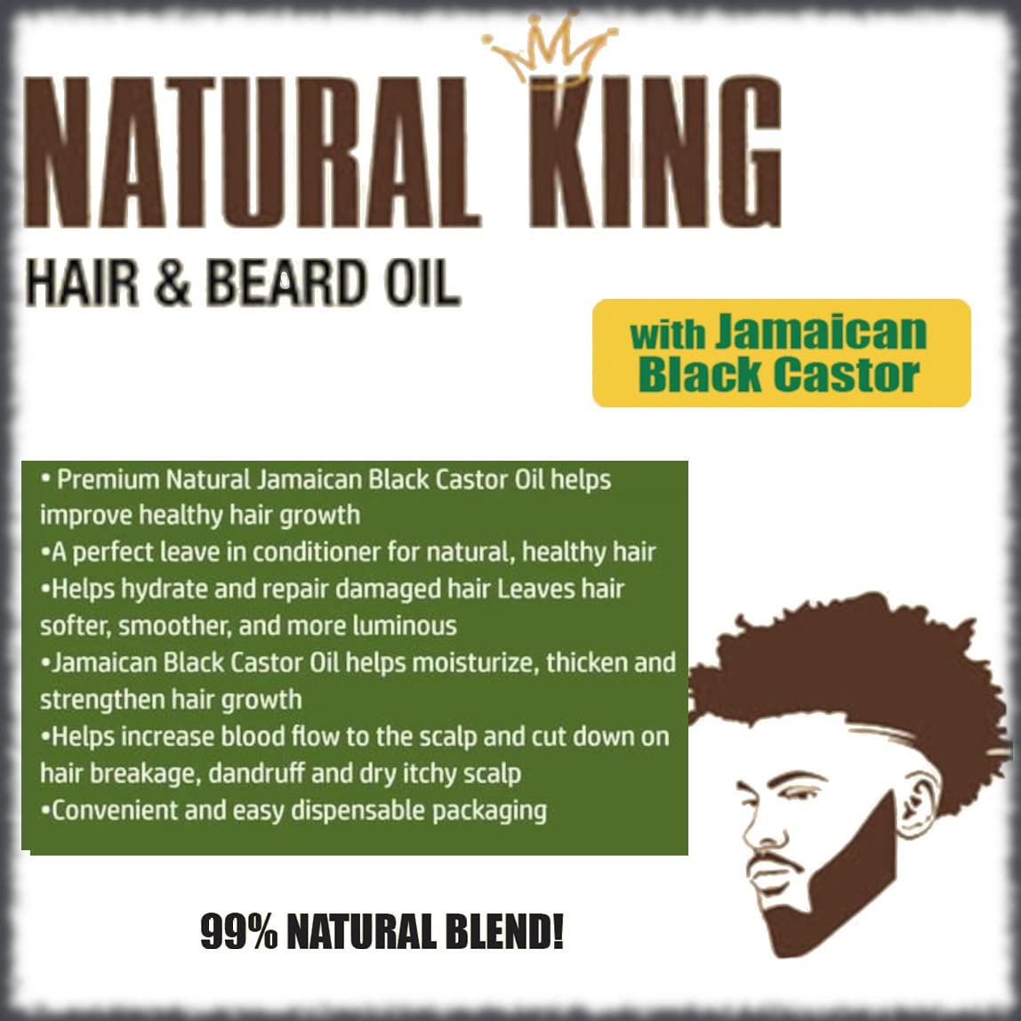 SFC Natural King Jamaican Black Castor Shampoo 33.8 oz + Pro-Growth Hair & Beard Oil 7.1 oz Set for Nourishing Hair Growth