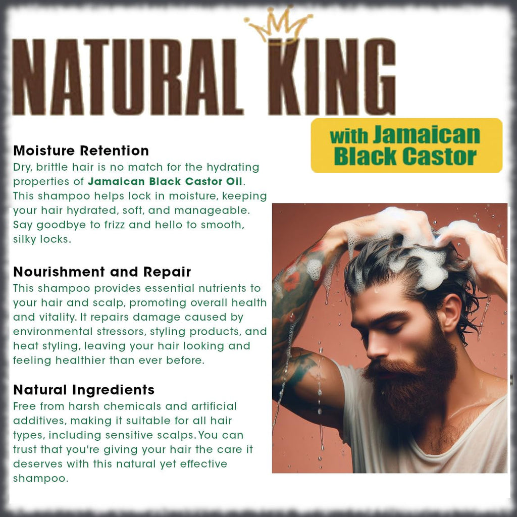 SFC Natural King Jamaican Black Castor Shampoo 33.8 oz + Pro-Growth Hair & Beard Oil 7.1 oz Set for Nourishing Hair Growth