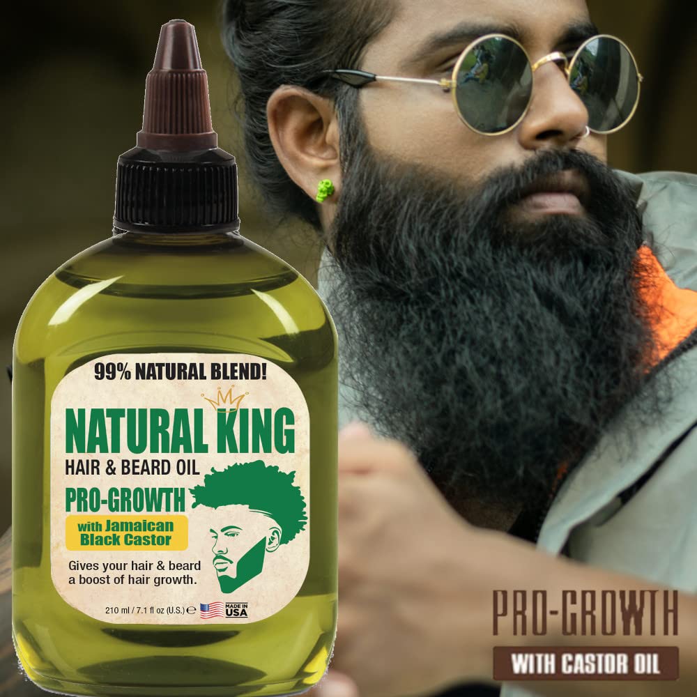 SFC Natural King Jamaican Black Castor Shampoo 33.8 oz + Pro-Growth Hair & Beard Oil 7.1 oz Set for Nourishing Hair Growth