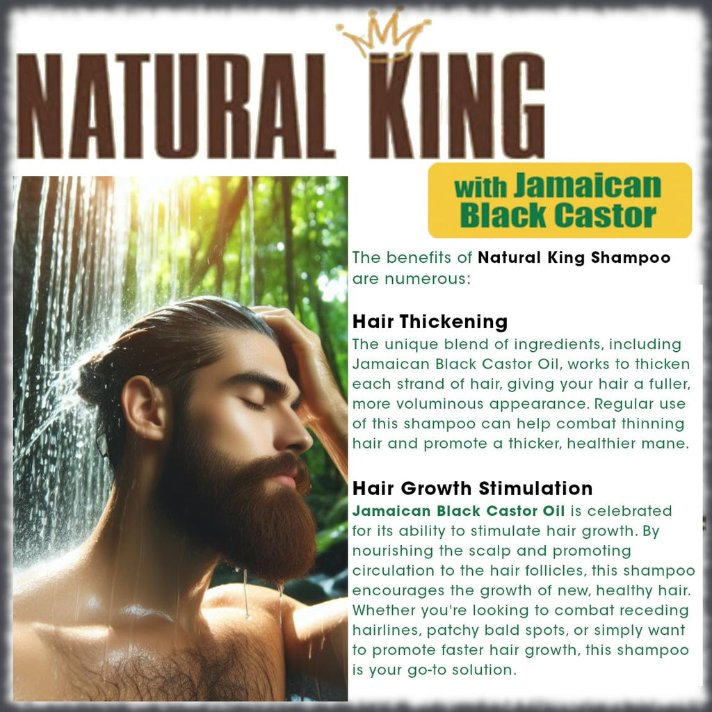 SFC Natural King Jamaican Black Castor Shampoo 33.8 oz + Pro-Growth Hair & Beard Oil 7.1 oz Set for Nourishing Hair Growth