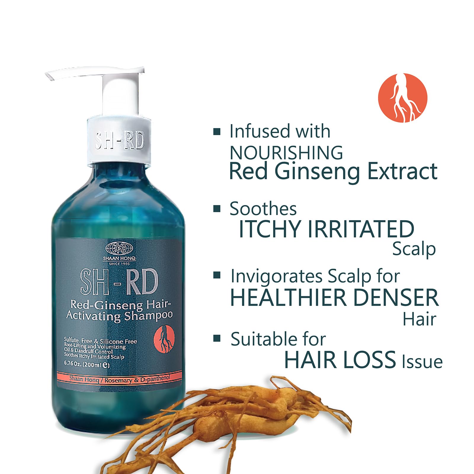 SH-RD Red Ginseng Activating Shampoo for Thinning Hair | Root Lift, Oil Control, Anti-Dandruff | Sulfate-Free