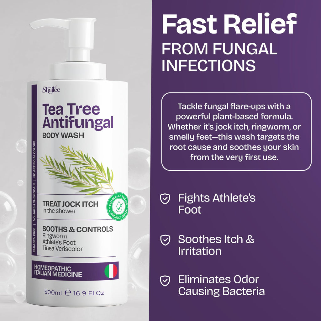 Shailee Antifungal Tea Tree Body Wash – 16.9 oz for Eczema & Body Acne
