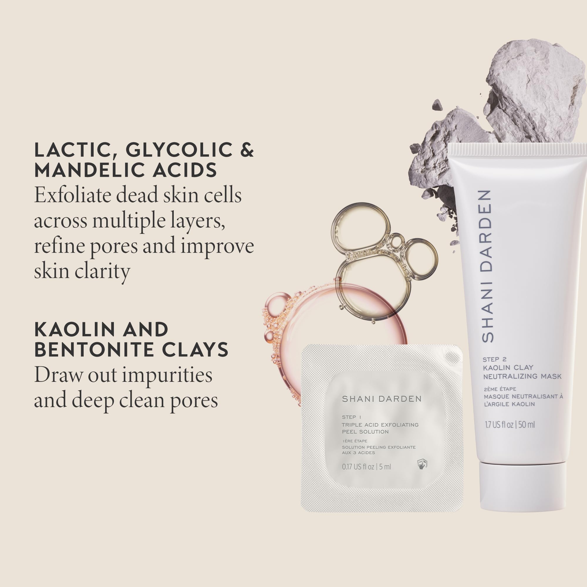 SHANI DARDEN Triple Acid Peel Kit Mini — 2-Step Exfoliating Peel + Kaolin Mask (0.5 fl oz)