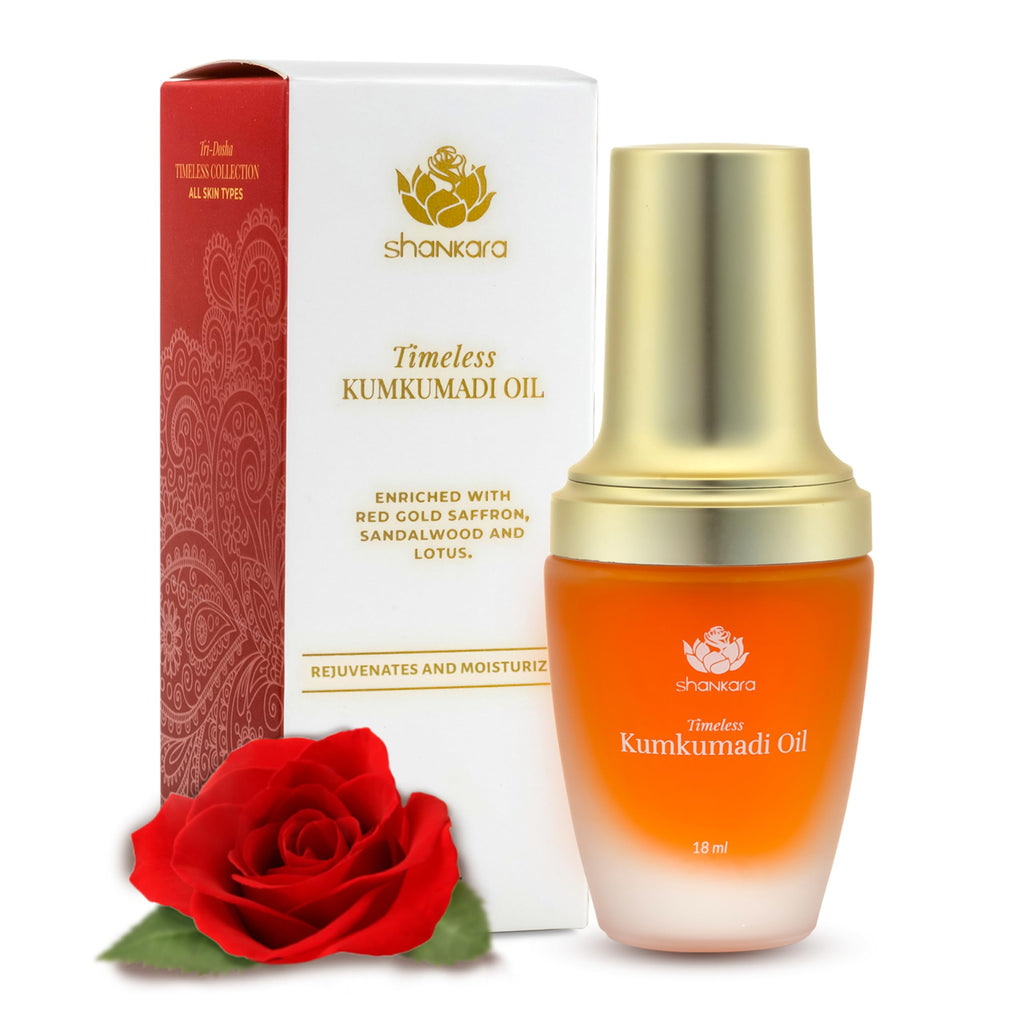 Shankara Kumkumadi Oil for Face – 18ml, 32 Flowers, Rose Aroma | Gua Sha Facial Oil