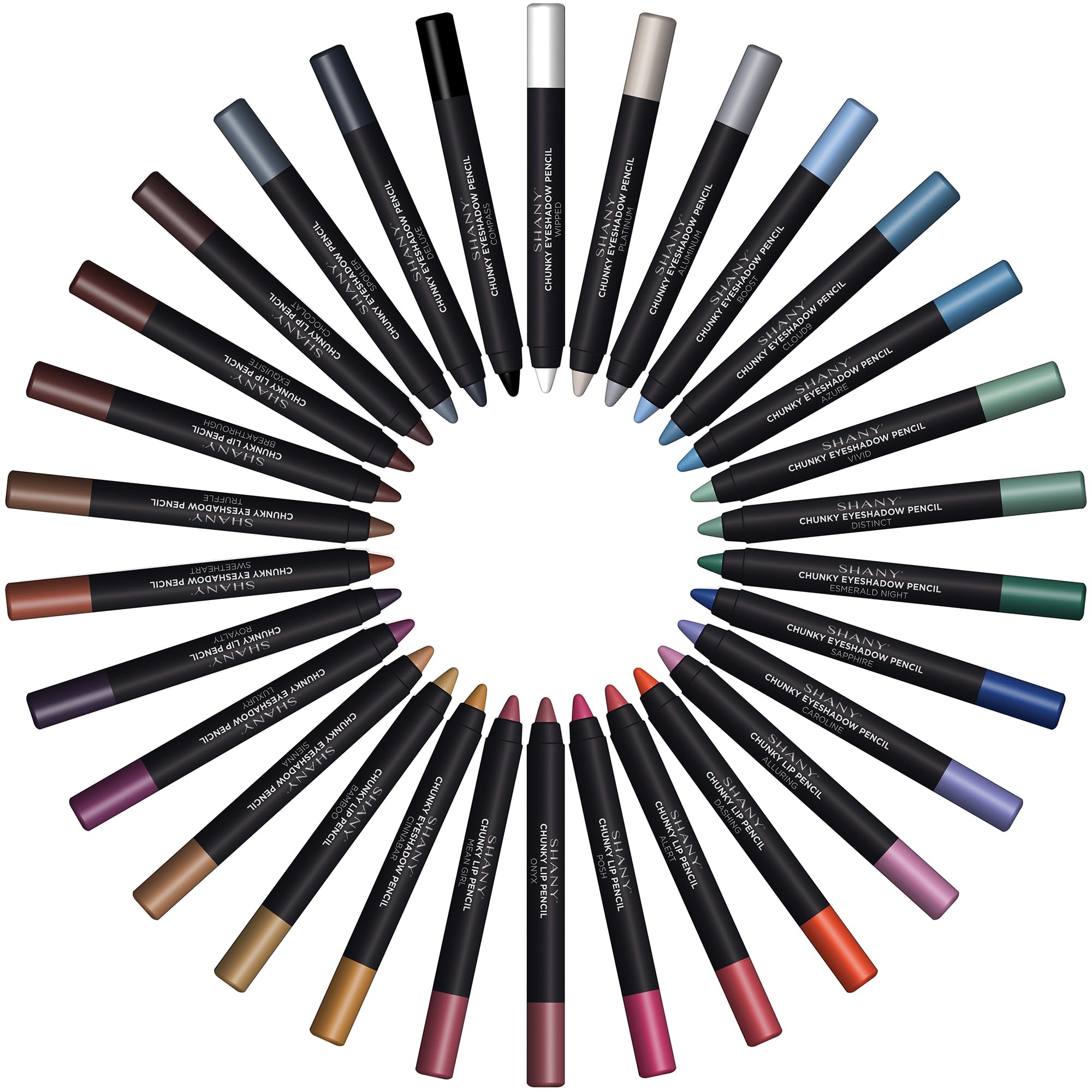 SHANY Chunky Eyeshadow Pencils – 30-Color Multi-Use Set with Aloe Vera & Vitamin E