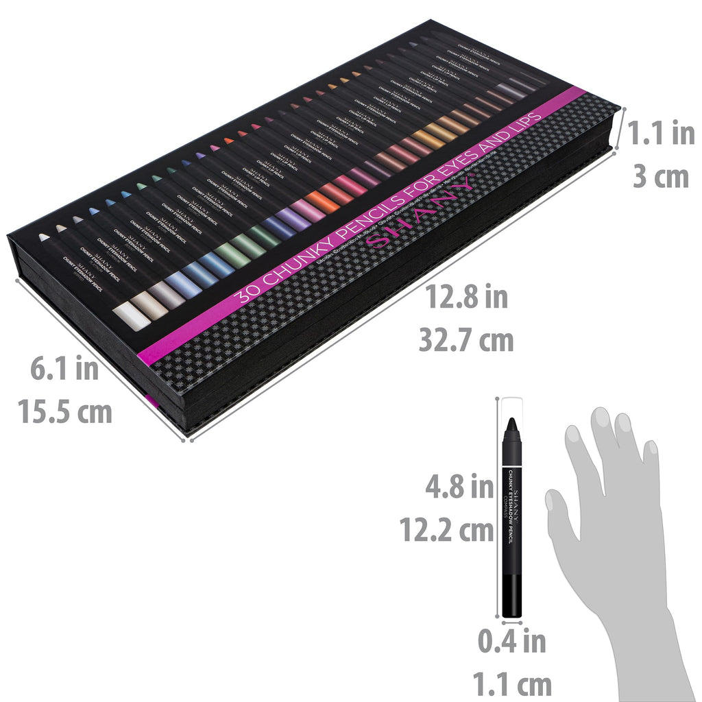 SHANY Chunky Eyeshadow Pencils – 30-Color Multi-Use Set with Aloe Vera & Vitamin E