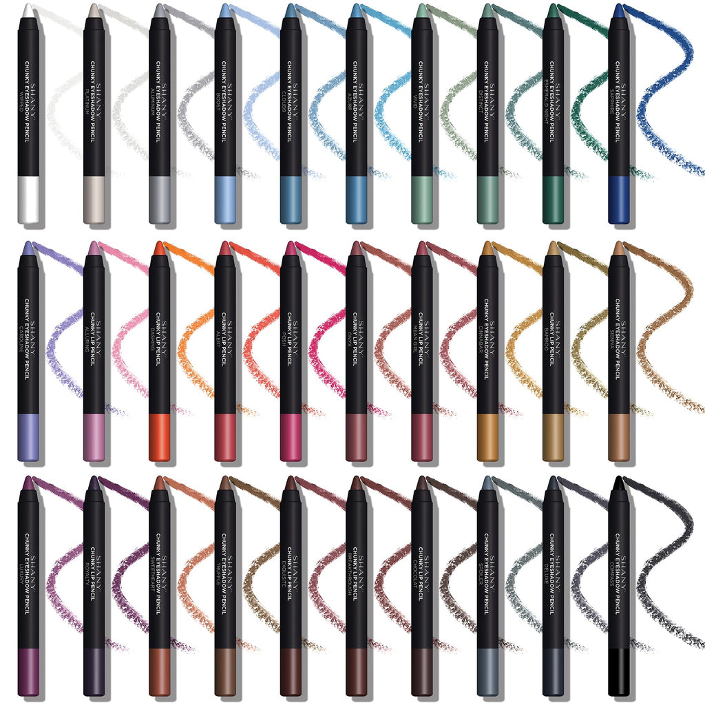 SHANY Chunky Eyeshadow Pencils – 30-Color Multi-Use Set with Aloe Vera & Vitamin E