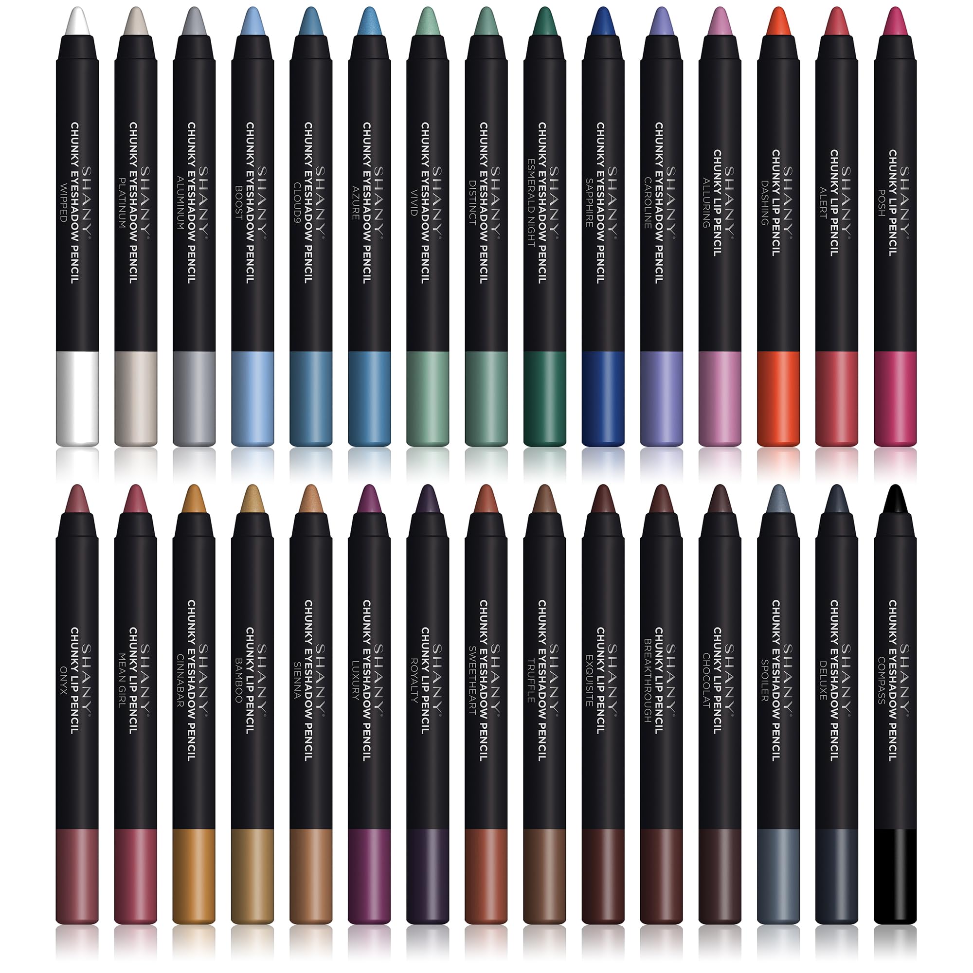 SHANY Chunky Eyeshadow Pencils – 30-Color Multi-Use Set with Aloe Vera & Vitamin E