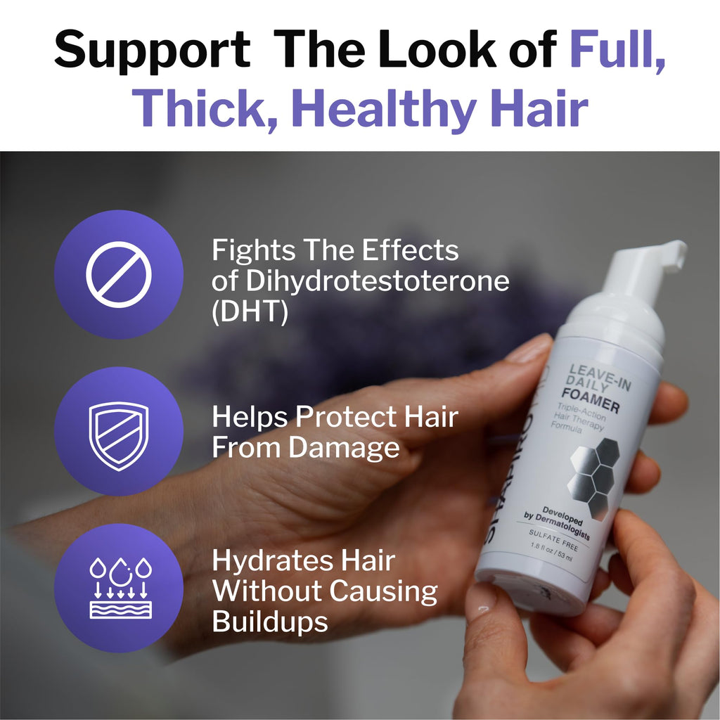 Shapiro MD Hair Growth Experts Leave-In Foam | Dermatologist-Developed DHT-Fighting Vegan Formula (2 Month Supply)