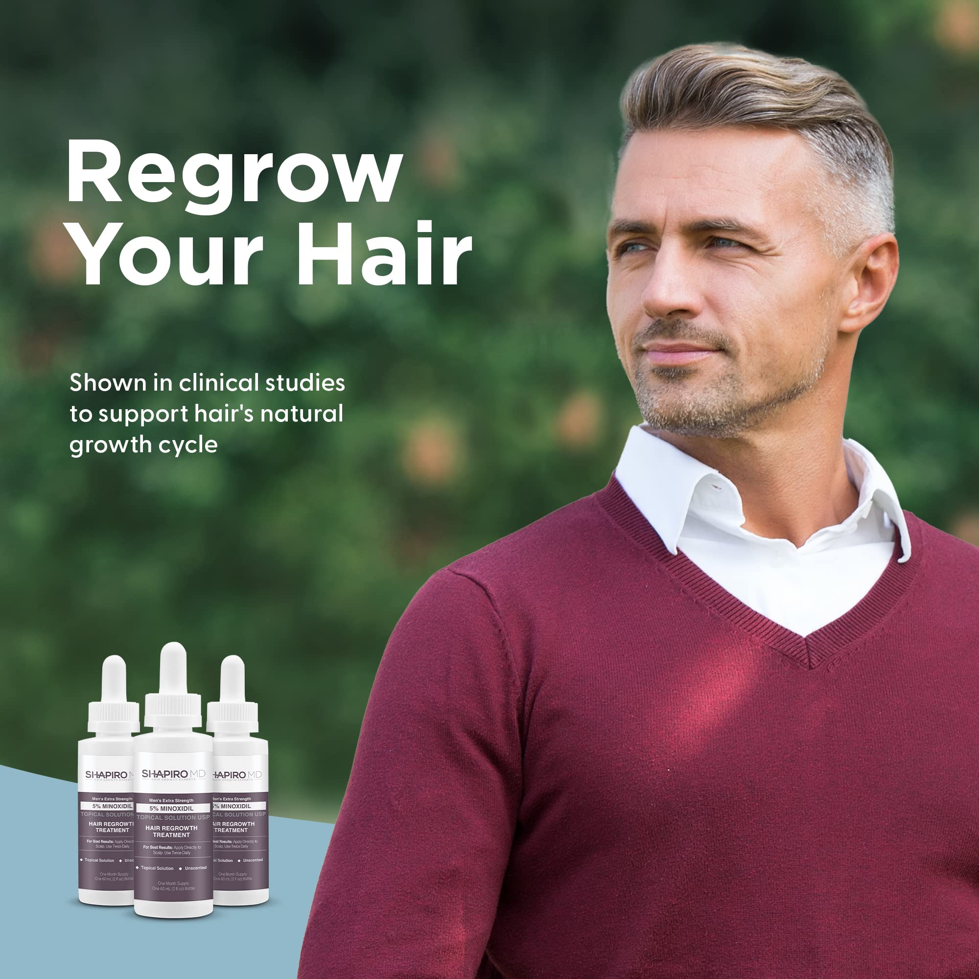 Shapiro MD Hair Growth Experts Minoxidil 5% Topical Solution for Men's Hair Growth – 2 Month Supply
