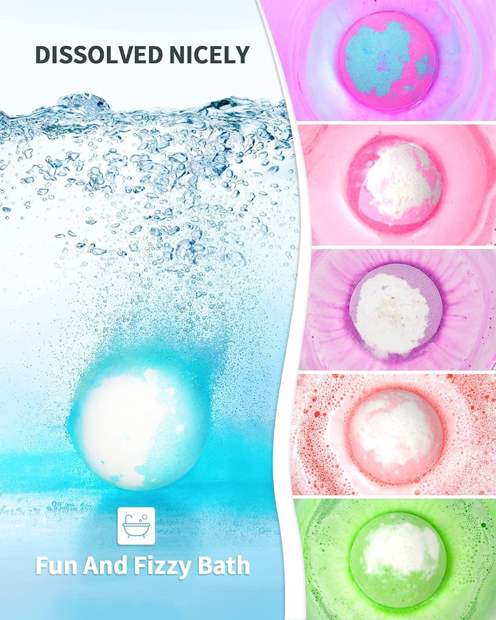 SHARLOVY Light Up Bath Bombs Gift Set – 6 x 4.23 oz with Essential Oils