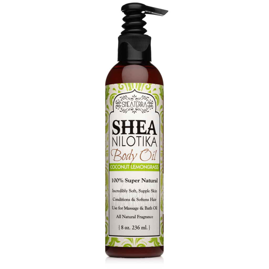 Shea Terra Organics Nilotik Oil Scented With Coconut Lemongrass | Daily Skin Moisturizer & Hair Conditioner – 8 oz