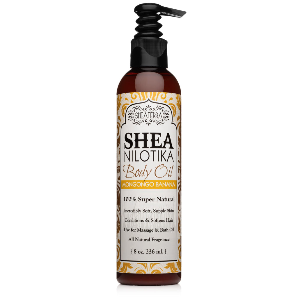 Shea Terra Organics Shea Nilotik’ Oil with Mongongo Banana | Lightweight Daily Moisturizer for Skin & Hair – 8 oz