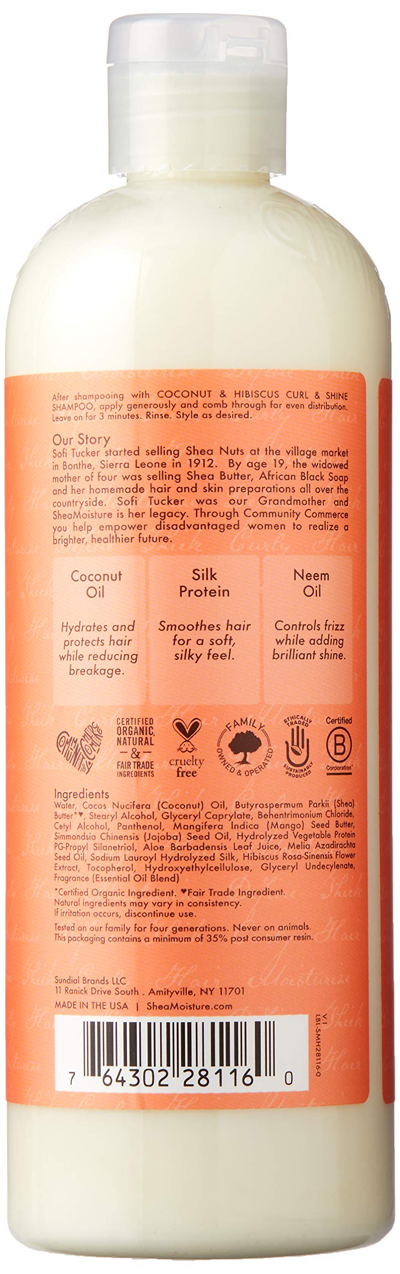 SheaMoisture Coconut & Hibiscus Curl & Shine Conditioner – 19.5 Fl Oz