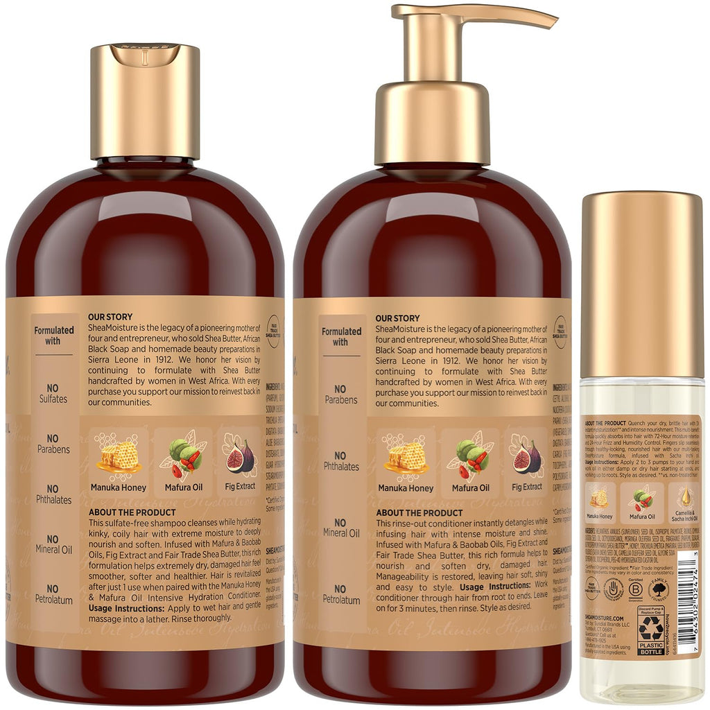 SheaMoisture Manuka Honey and Mafura Oil Hair Care Trio for Coily Hair