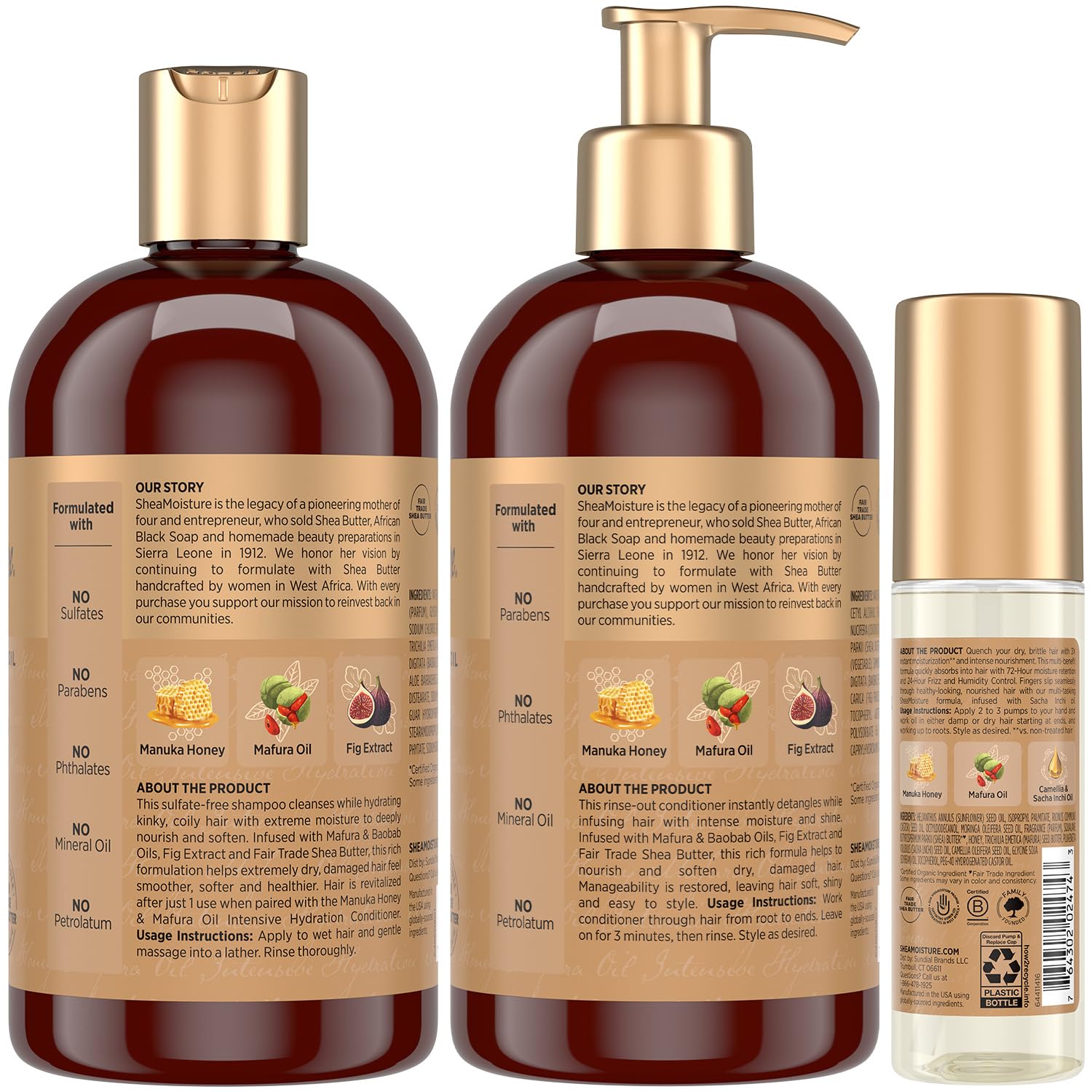SheaMoisture Manuka Honey and Mafura Oil Hair Care Trio for Coily Hair