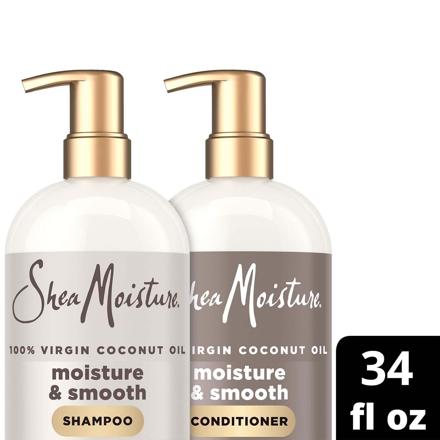 SheaMoisture Moisture & Smooth Shampoo & Conditioner – Frizz Control for Wavy & Curly Hair, 34 oz