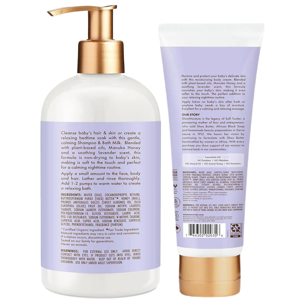SheaMoisture Baby Care Set – Nighttime Shampoo & Bath Milk + Nighttime Body Cream (2-Piece)