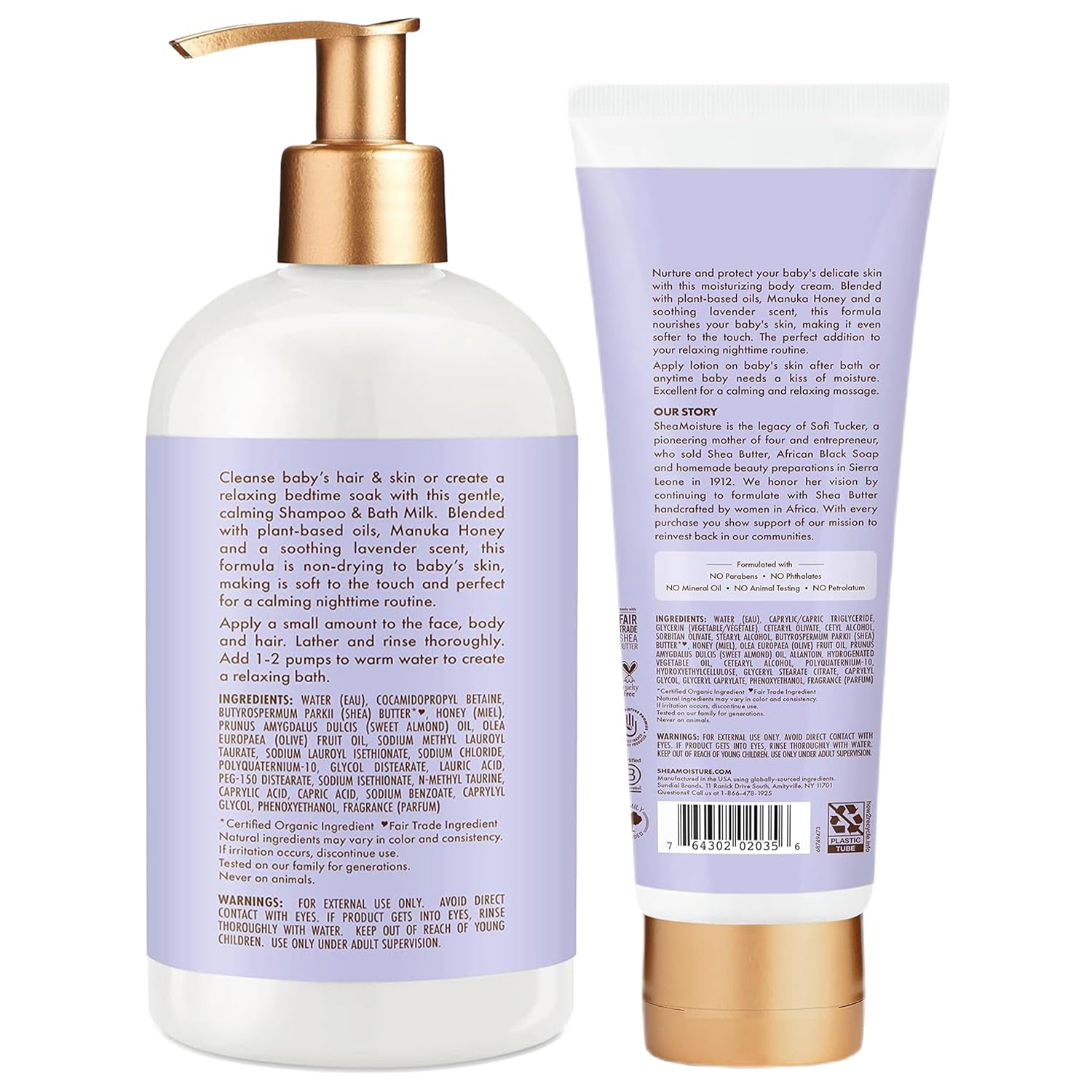 SheaMoisture Baby Care Set – Nighttime Shampoo & Bath Milk + Nighttime Body Cream (2-Piece)