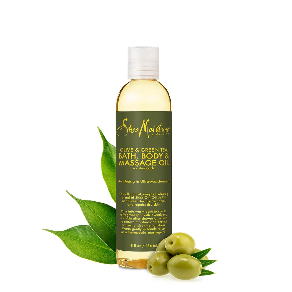 SheaMoisture Olive & Green Tea Bath, Body & Massage Oil (2-Pack) – Avocado Oil, Ultra-Moisturizing for Dry Skin