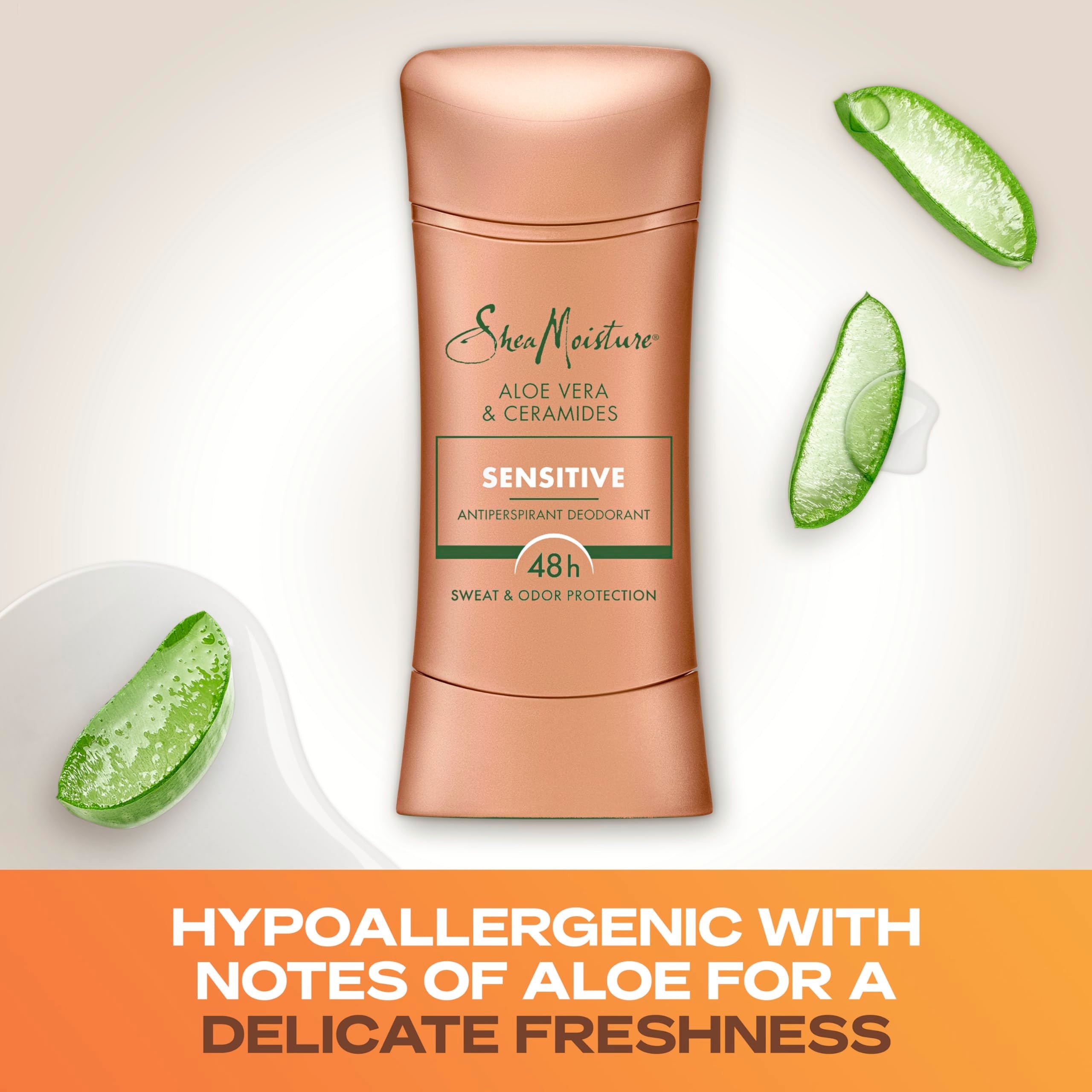 SheaMoisture Antiperspirant Deodorant Stick – Sensitive Aloe Vera & Ceramides (2 Count, 2 x 2.6 oz) 48HR Protection | No Parabens, No Mineral Oil
