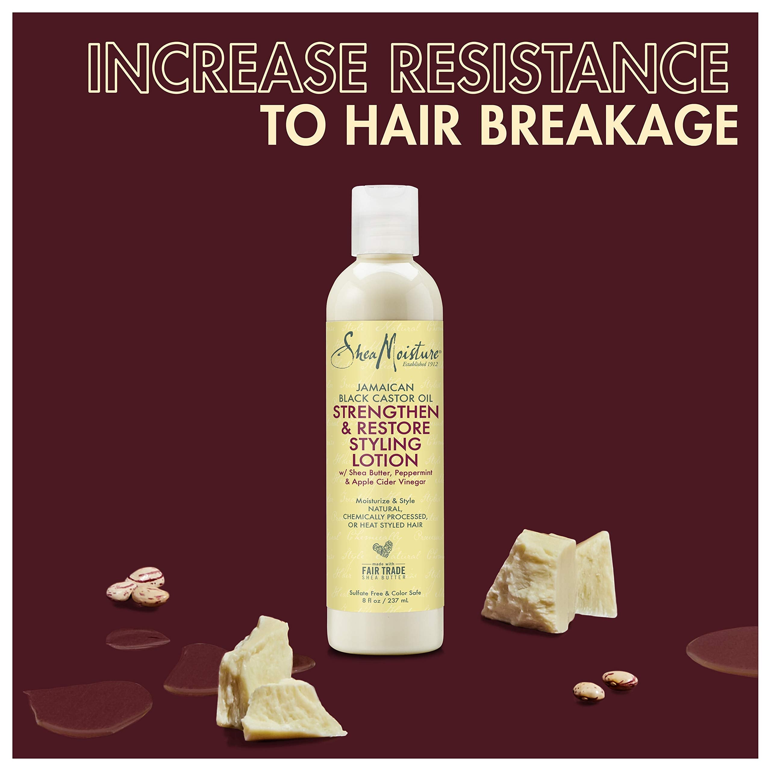 SheaMoisture Strengthen & Restore Styling Lotion for Damaged Natural Hair – Silicone Free, 8 oz