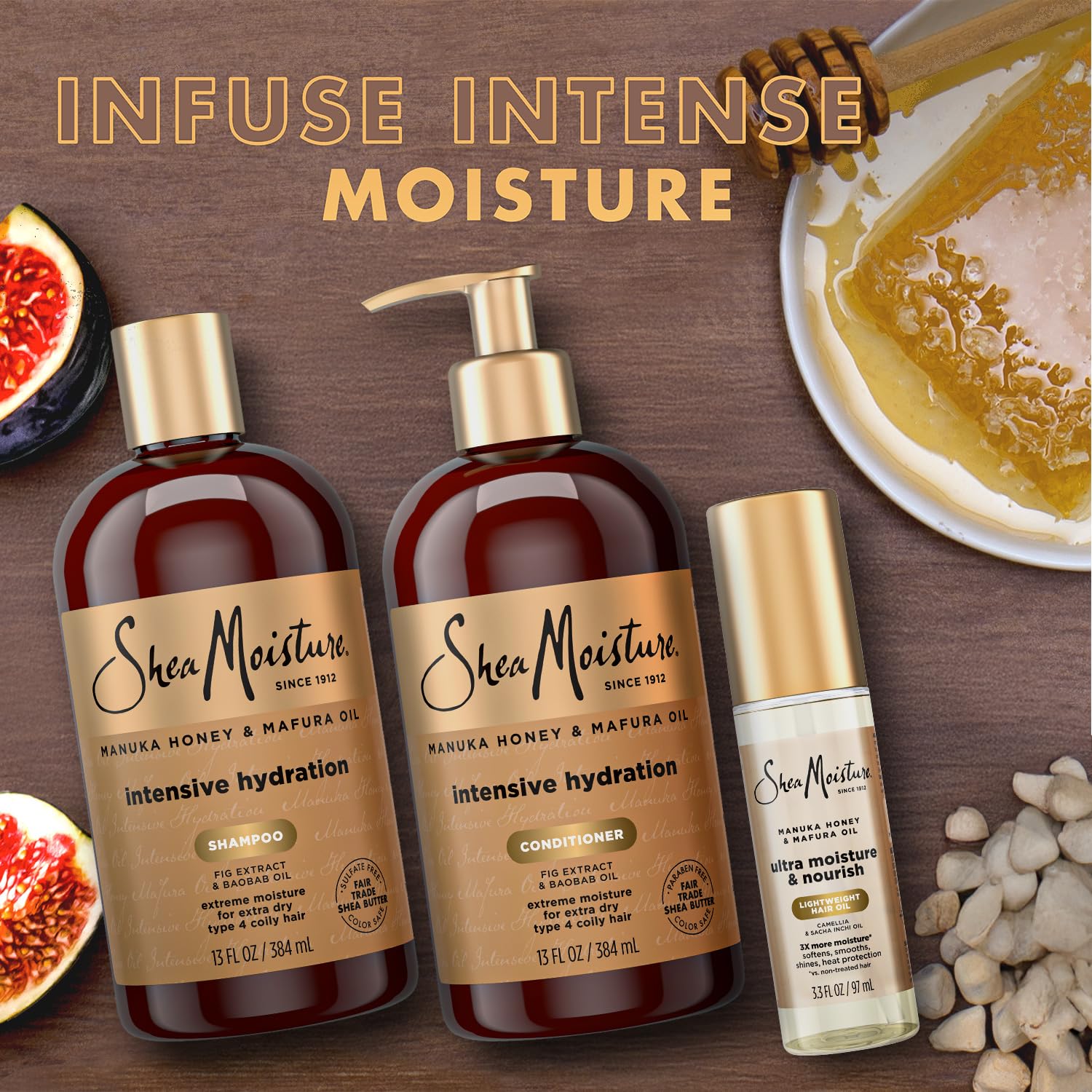 SheaMoisture Manuka Honey and Mafura Oil Hair Care Trio for Coily Hair