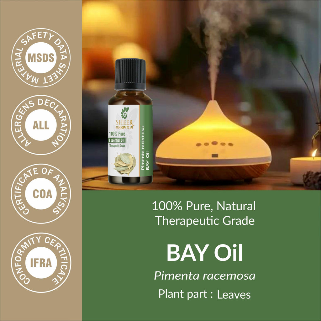 Sheer Essence Bay Oil (Pimenta Racemosa) - 100% Pure Essential Oil, Therapeutic Grade, 0.16 Fl Oz