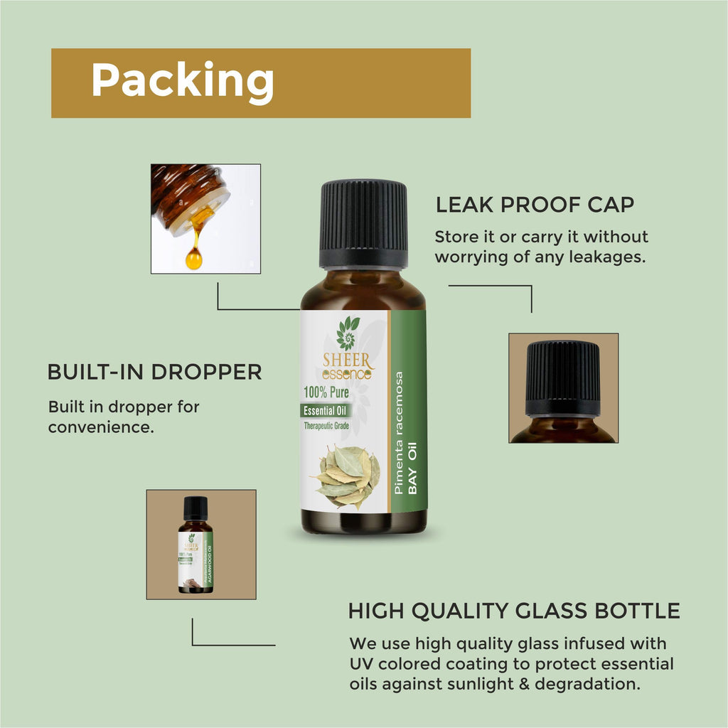 Sheer Essence Bay Oil (Pimenta Racemosa) - 100% Pure Essential Oil, Therapeutic Grade, 0.16 Fl Oz