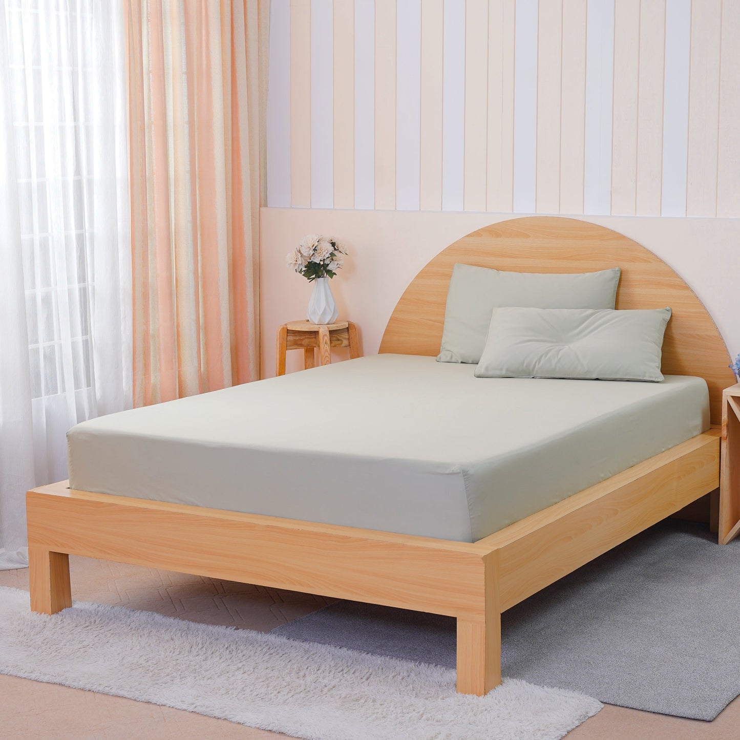 Ackly Bamboo - Sage Green Duvet Cover, Fitted Sheet & Pillowcases Set