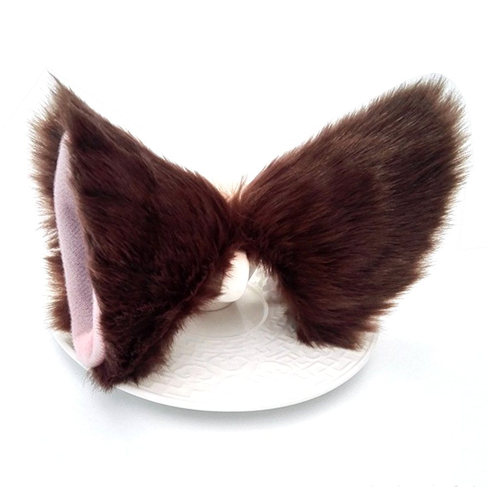 Sheicon Cat Ears Furry Neko Headband Brown | Anime Cosplay Hair Clip for Halloween Parties