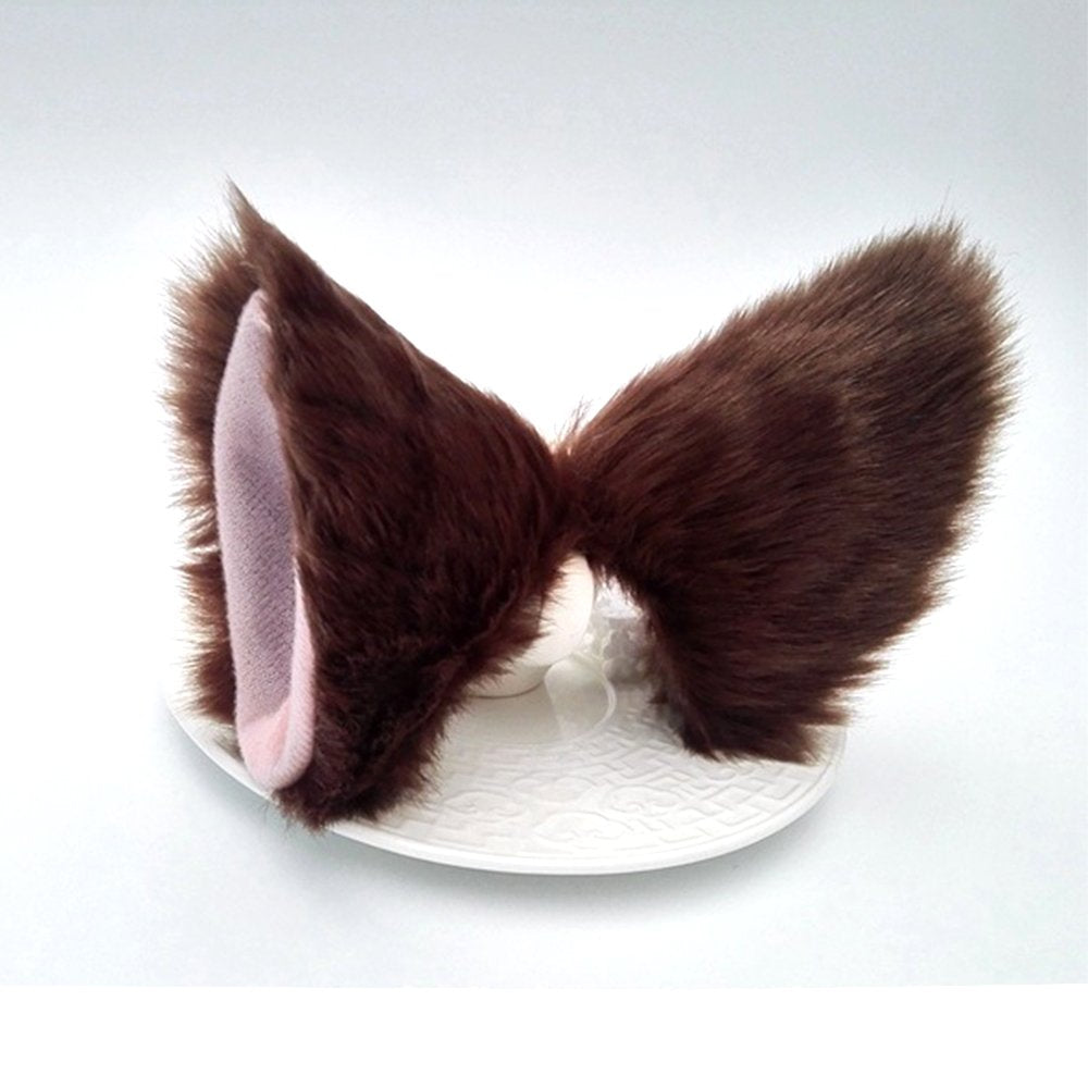 Sheicon Cat Ears Furry Neko Headband Brown | Anime Cosplay Hair Clip for Halloween Parties