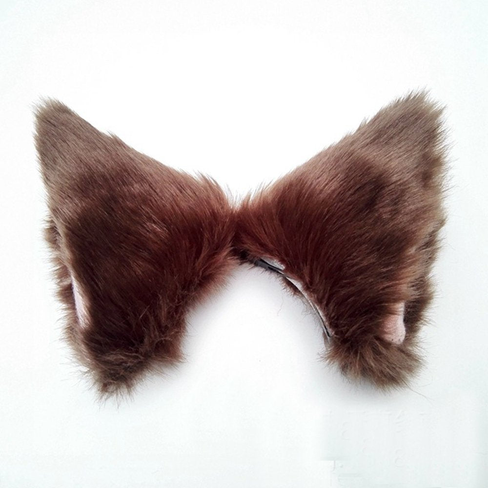 Sheicon Cat Ears Furry Neko Headband Brown | Anime Cosplay Hair Clip for Halloween Parties