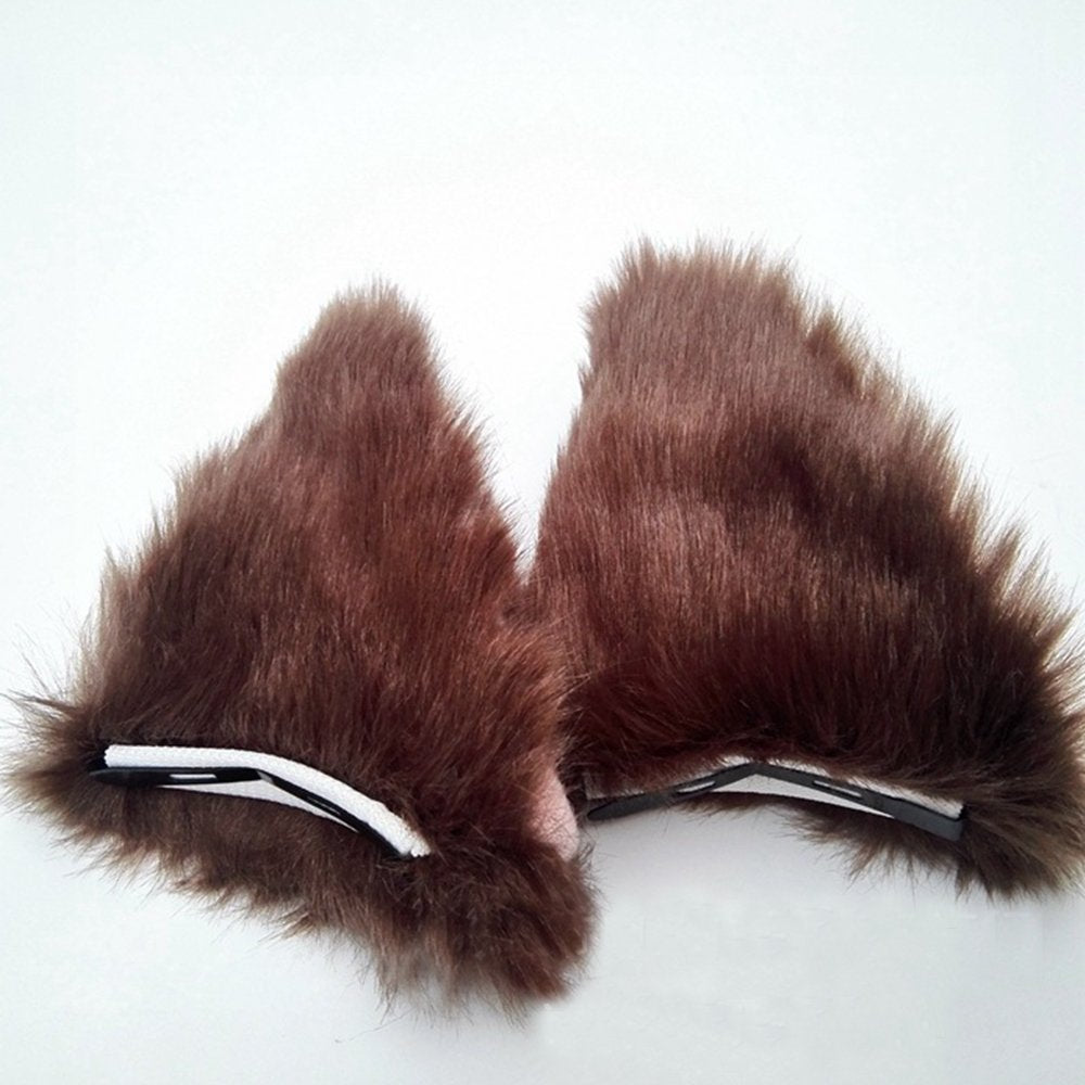 Sheicon Cat Ears Furry Neko Headband Brown | Anime Cosplay Hair Clip for Halloween Parties