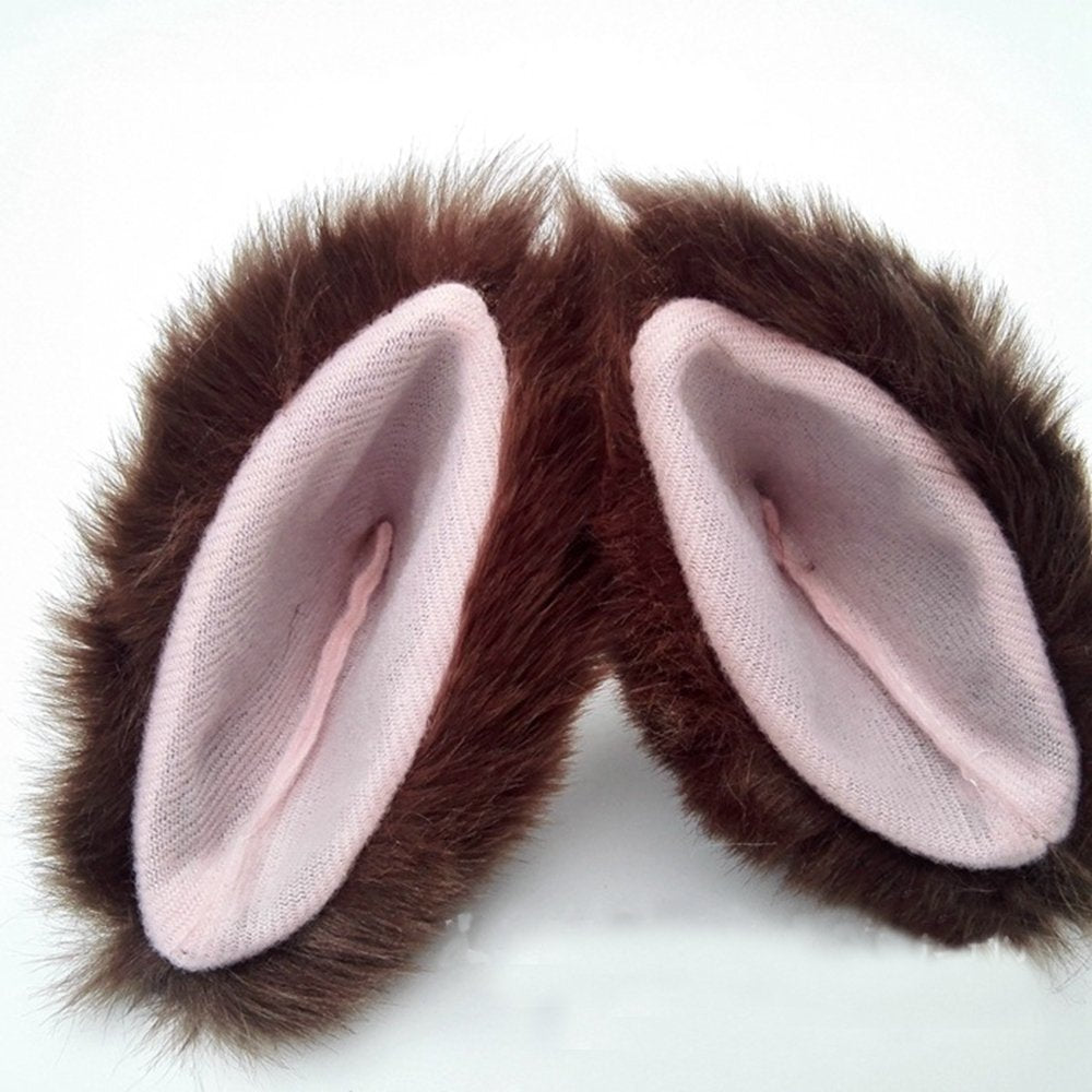 Sheicon Cat Ears Furry Neko Headband Brown | Anime Cosplay Hair Clip for Halloween Parties