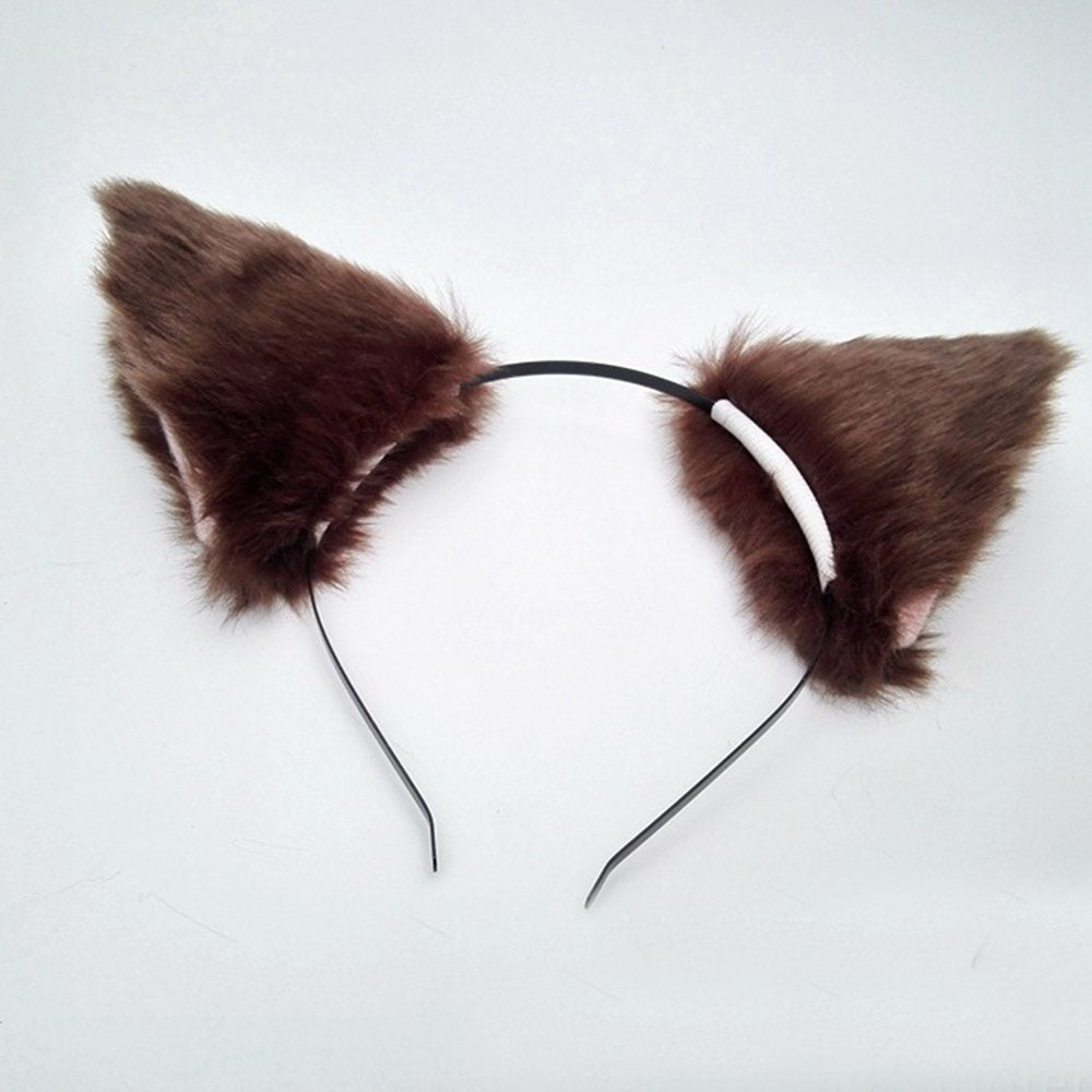 Sheicon Cat Ears Furry Neko Headband Brown | Anime Cosplay Hair Clip for Halloween Parties
