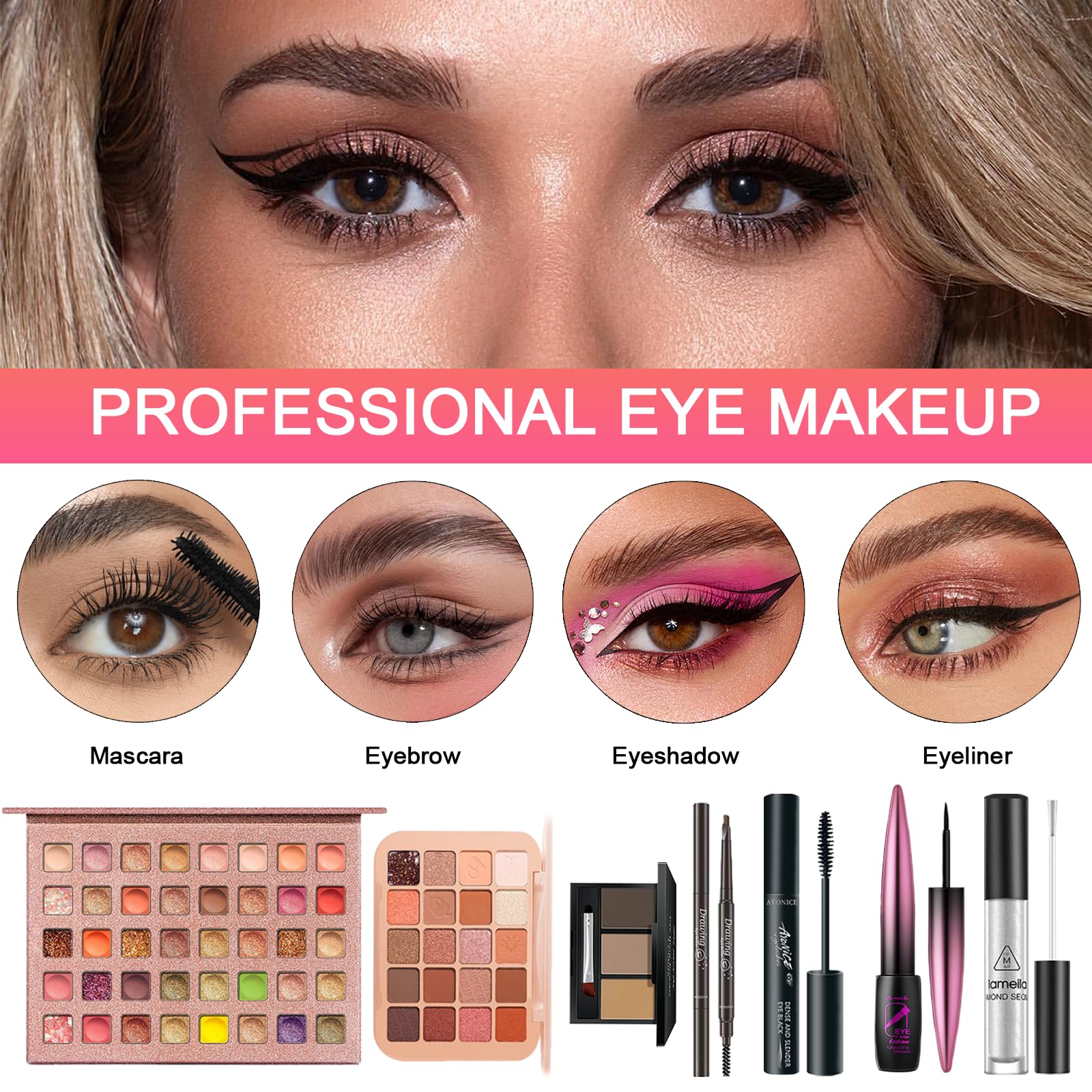 SHELAKIN All-in-One Makeup Kit for Women – Complete 40-Color Eyeshadow, Concealer, Foundations, Lip & More | Travel-Ready