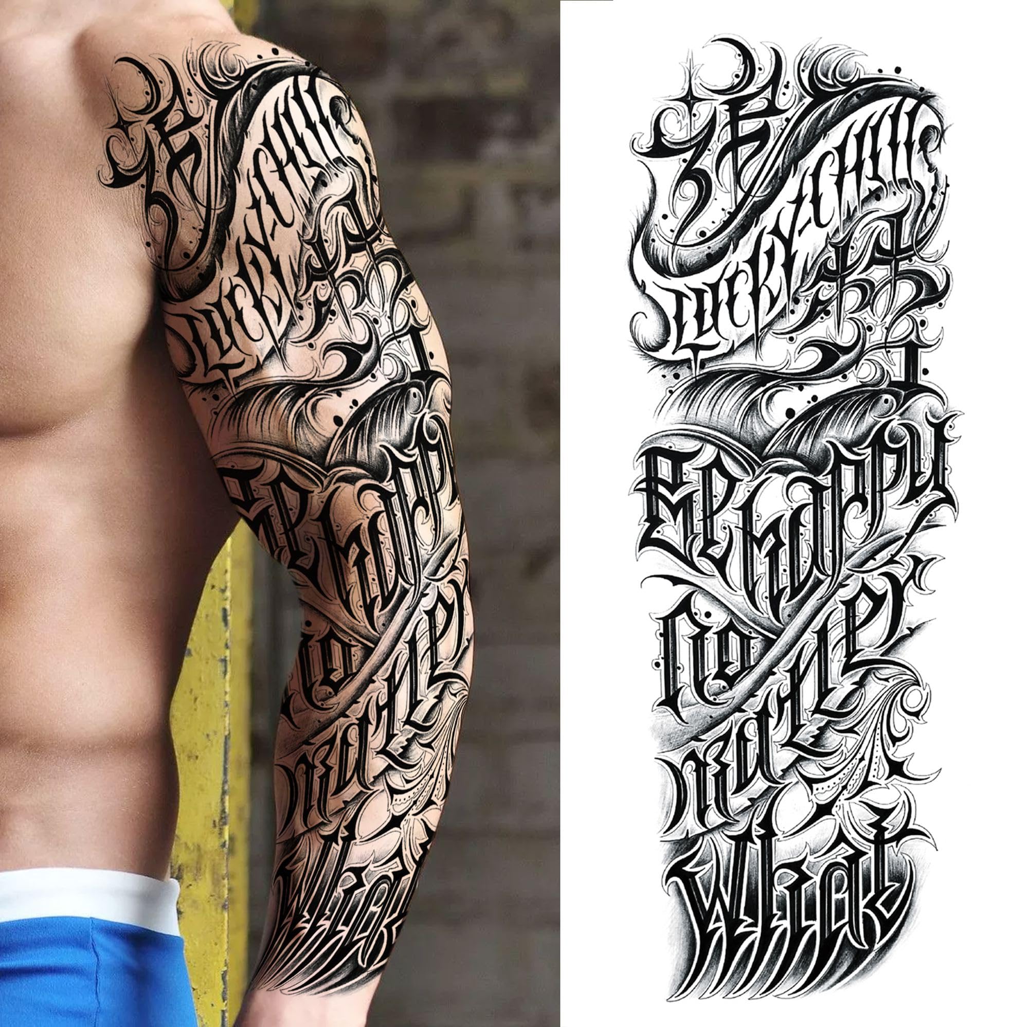 SHELYEXIEN 20 Sheets Full Arm Temporary Tattoos – Tribal Maori, Armband, Robot Style