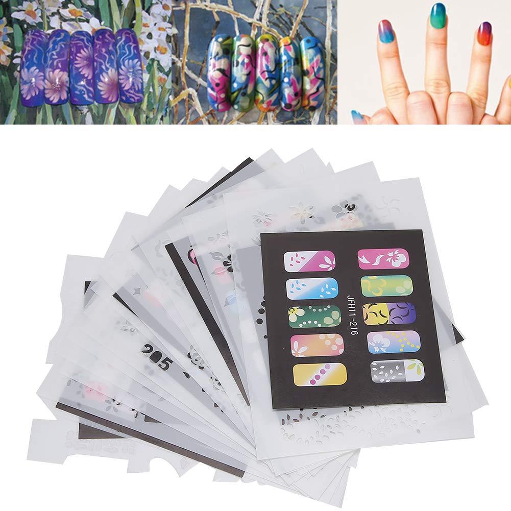 shenruifa 20Pcs Reusable Nail Art Stencils Kit – DIY Manicure Templates for Nail Design, French Tips & Gel Polish