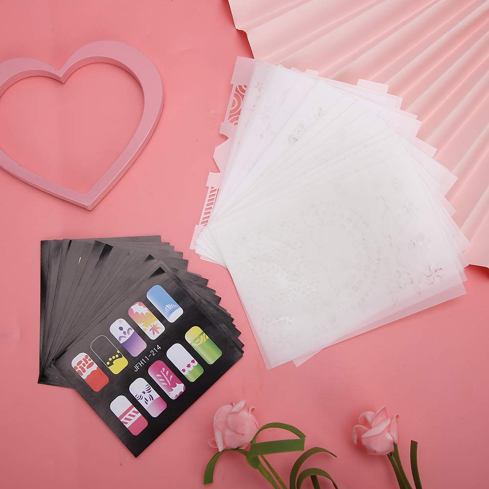 shenruifa 20Pcs Reusable Nail Art Stencils Kit – DIY Manicure Templates for Nail Design, French Tips & Gel Polish