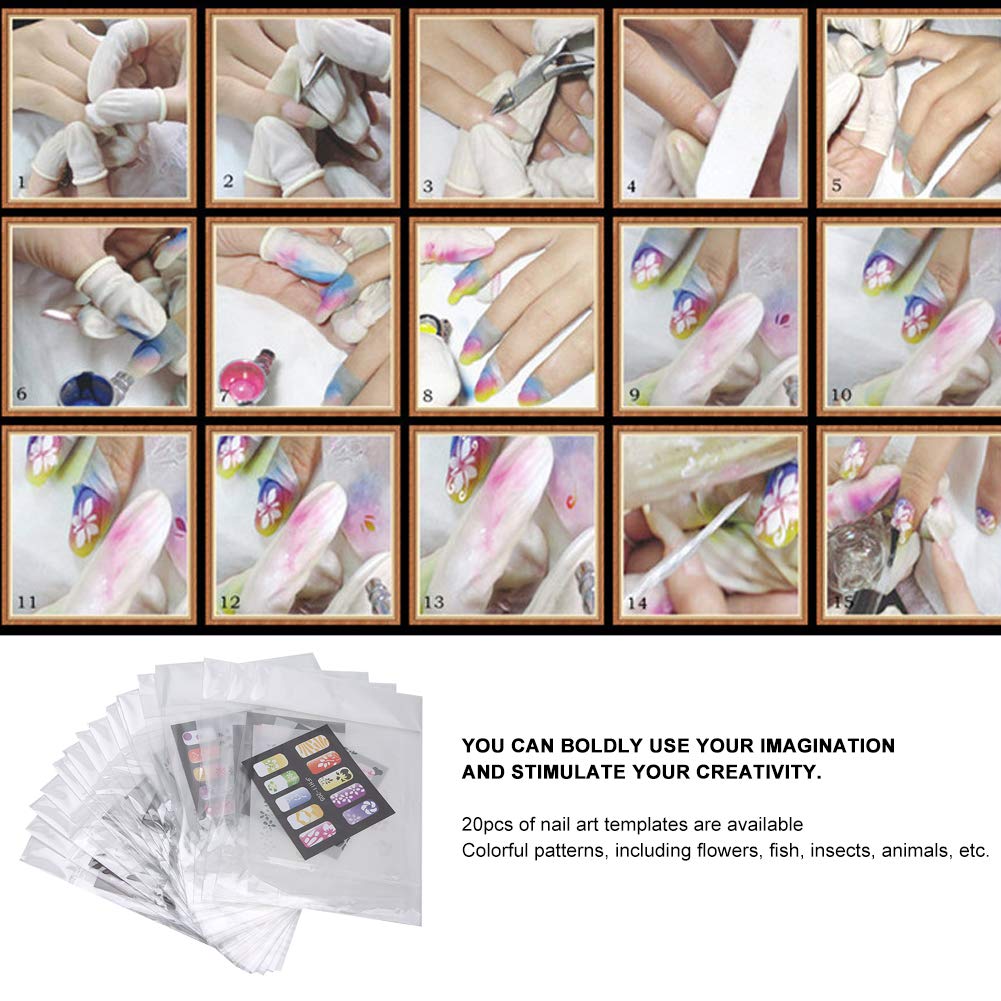 shenruifa 20Pcs Reusable Nail Art Stencils Kit – DIY Manicure Templates for Nail Design, French Tips & Gel Polish