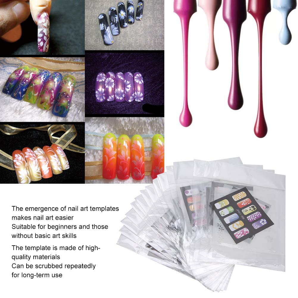 shenruifa 20Pcs Reusable Nail Art Stencils Kit – DIY Manicure Templates for Nail Design, French Tips & Gel Polish