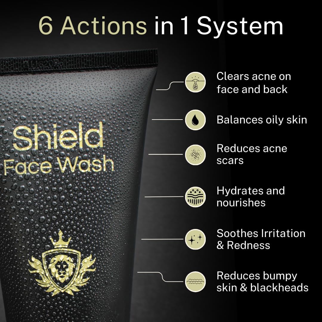Shield Acne System for Men and Boys — Face Wash, Moisturizer & Pimple Patches (1 Month)