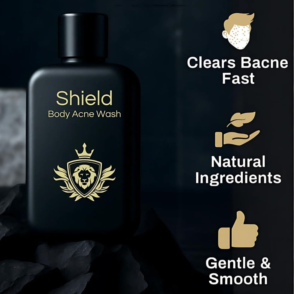 Shield Body Acne Wash for Back, Chest & Shoulders – 10% Benzoyl Peroxide, Unscented, 8.5 oz